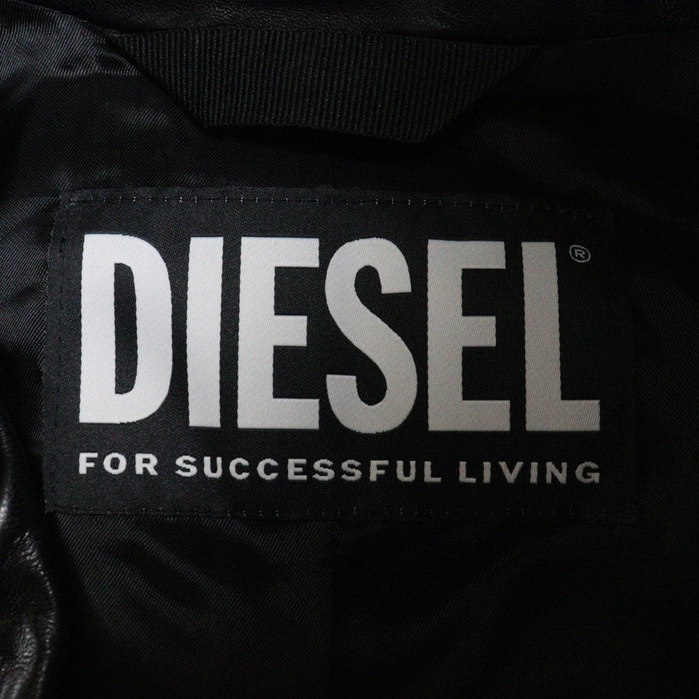 DIESEL(ディーゼル) L-EDMEA-A ラムスキン レザー ジップアップ ダブルライダースジャケット ブラック 0WBBN