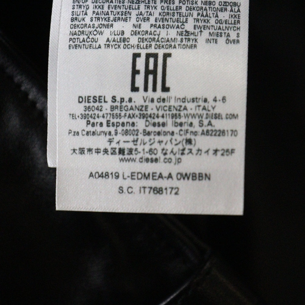 DIESEL(ディーゼル) L-EDMEA-A ラムスキン レザー ジップアップ ダブルライダースジャケット ブラック 0WBBN