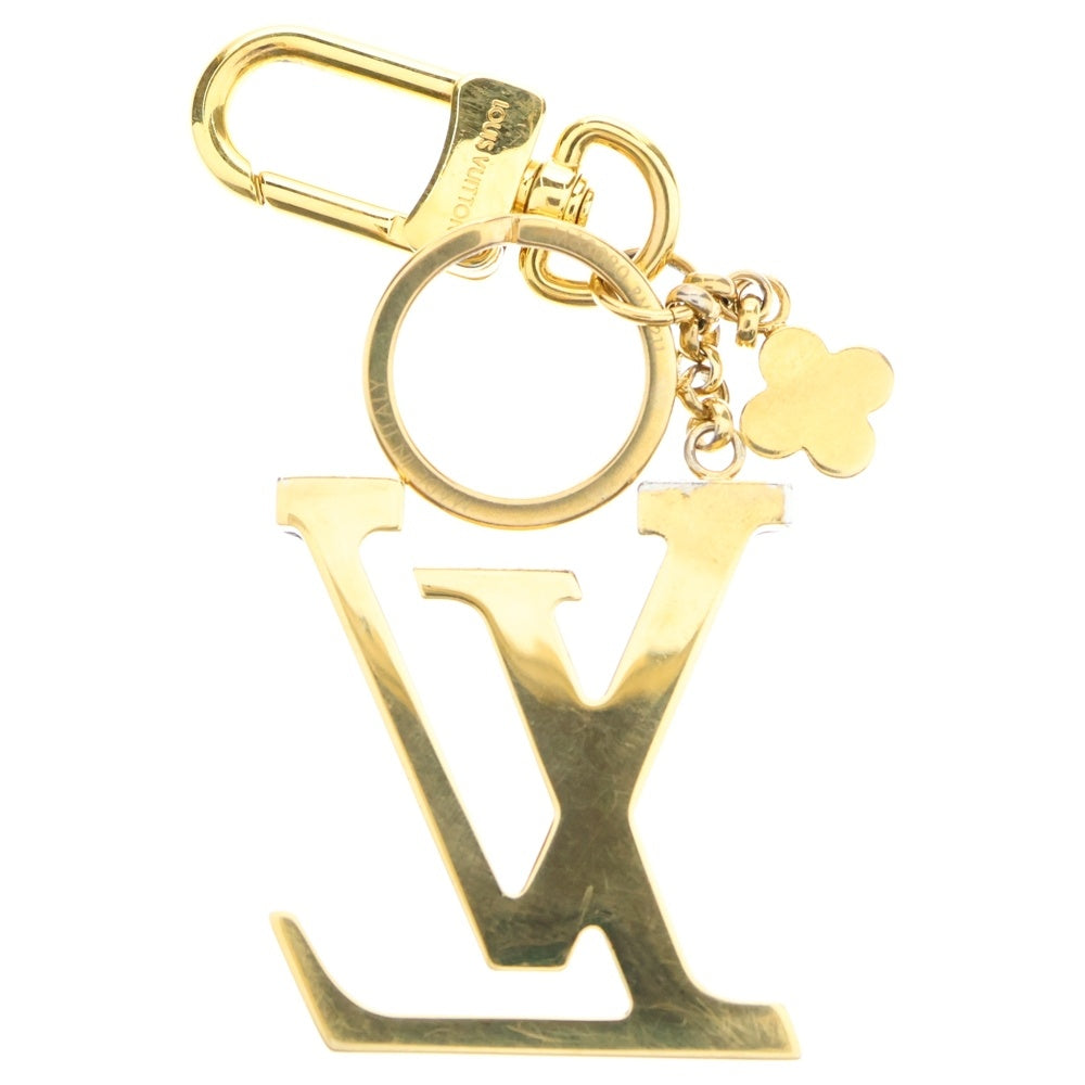 LOUIS VUITTON(ルイヴィトン) ポルトクレLVカプシーヌ キーリング バッグチャーム キーホルダー ブラック×ゴールド レザー GP M63080