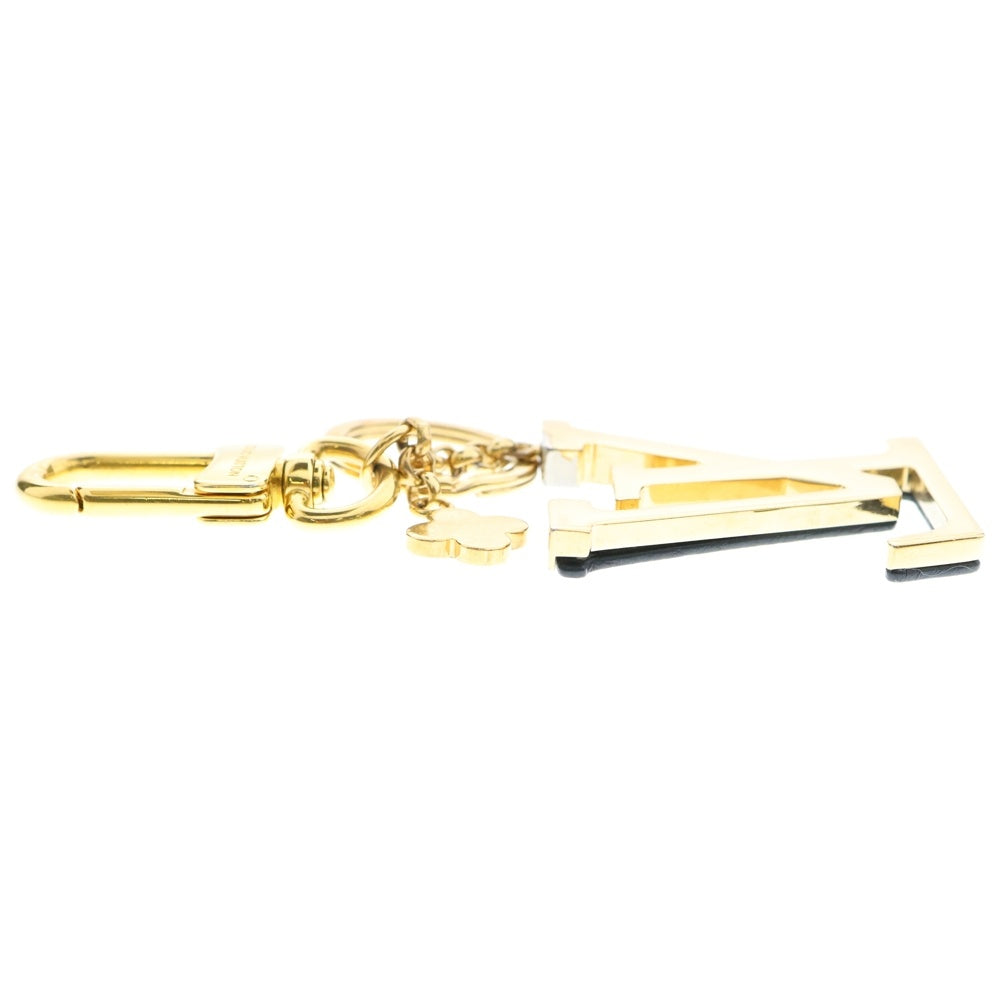 LOUIS VUITTON(ルイヴィトン) ポルトクレLVカプシーヌ キーリング バッグチャーム キーホルダー ブラック×ゴールド レザー GP M63080