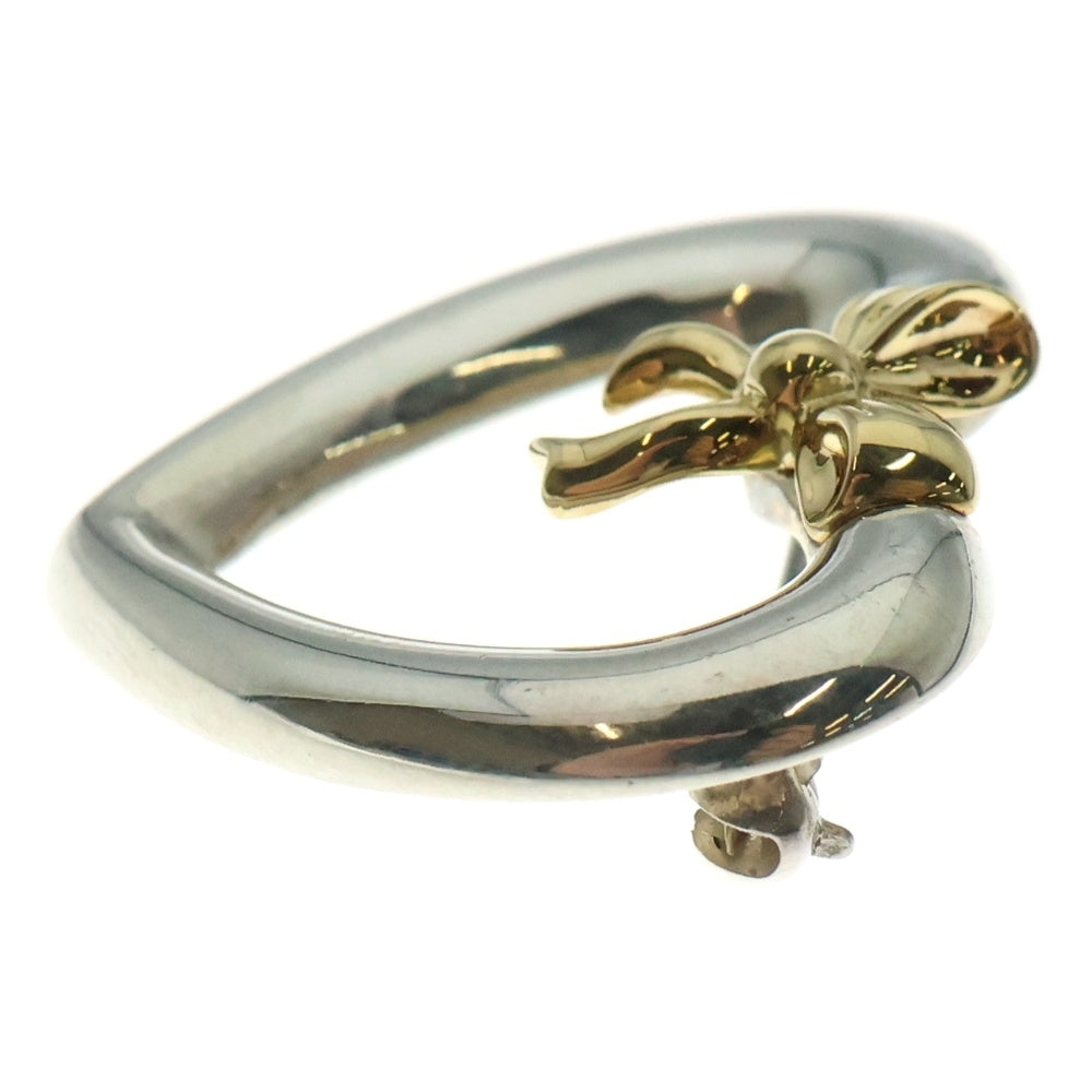 TIFFANY&Co(ティファニー) ハートリボンブローチ ピンバッジ シルバー×ゴールド