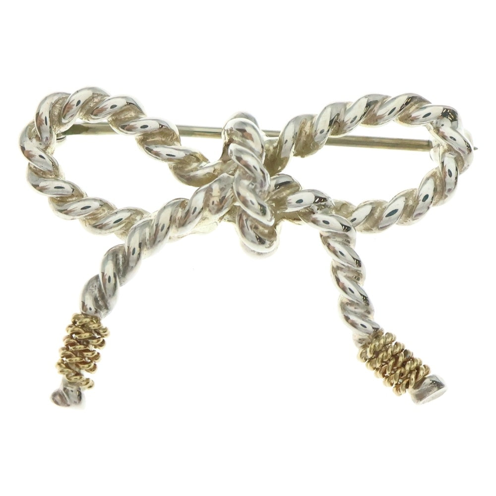 TIFFANY&Co(ティファニー) リボン ブローチ ピンバッジ シルバー×ゴールド