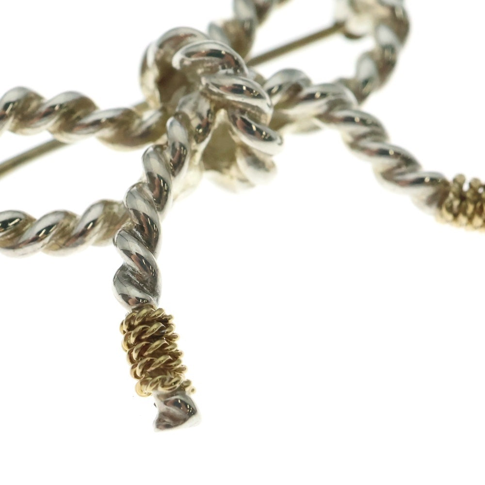 TIFFANY&Co(ティファニー) リボン ブローチ ピンバッジ シルバー×ゴールド