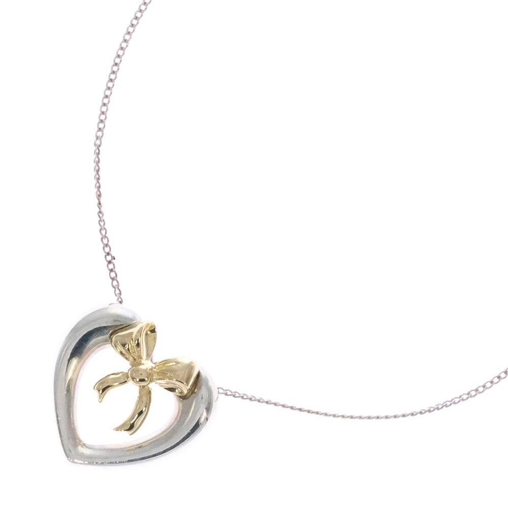 TIFFANY&Co(ティファニー) ハートリボンネックレス ペンダント チェーン シルバー×ゴールド