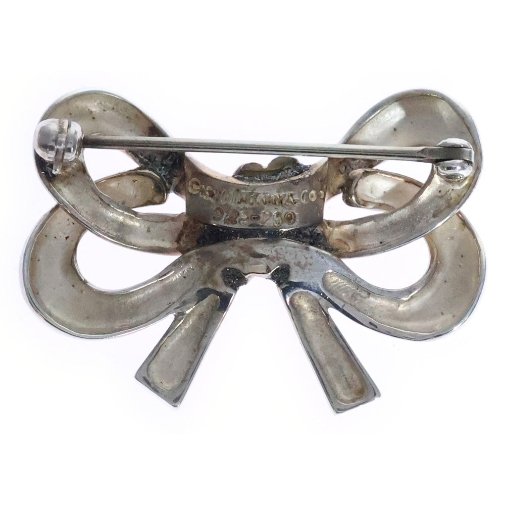 TIFFANY&Co(ティファニー) リボンモチーフ ブローチ ピンバッジ シルバー×ゴールド