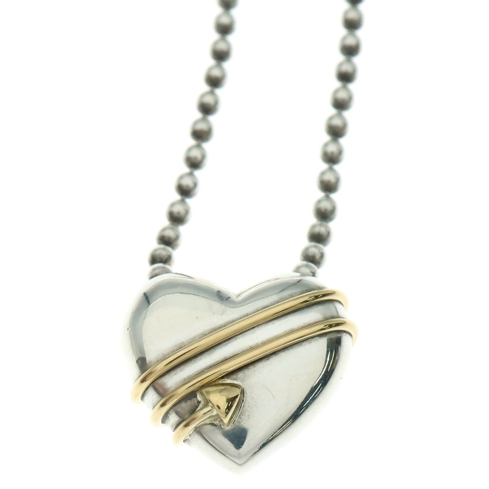 TIFFANY&Co(ティファニー) ハートアロー ネックレス ペンダント ボールチェーン シルバー×ゴールド