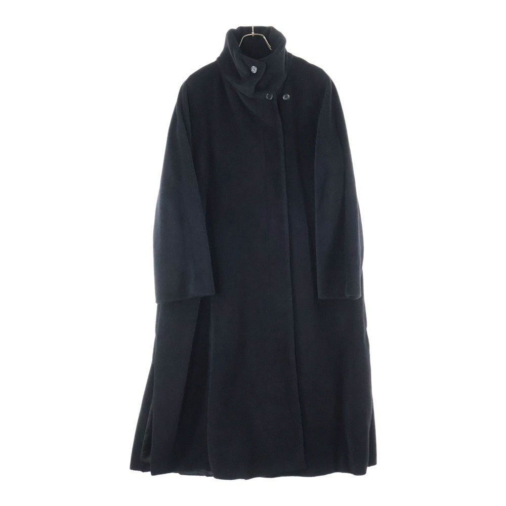 MaxMara(マックスマーラ) 比翼ボタン ウール ステンカラー ロング コート ブラック レディース