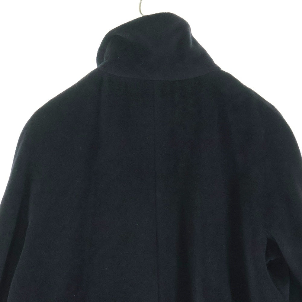 MaxMara(マックスマーラ) 比翼ボタン ウール ステンカラー ロング コート ブラック レディース