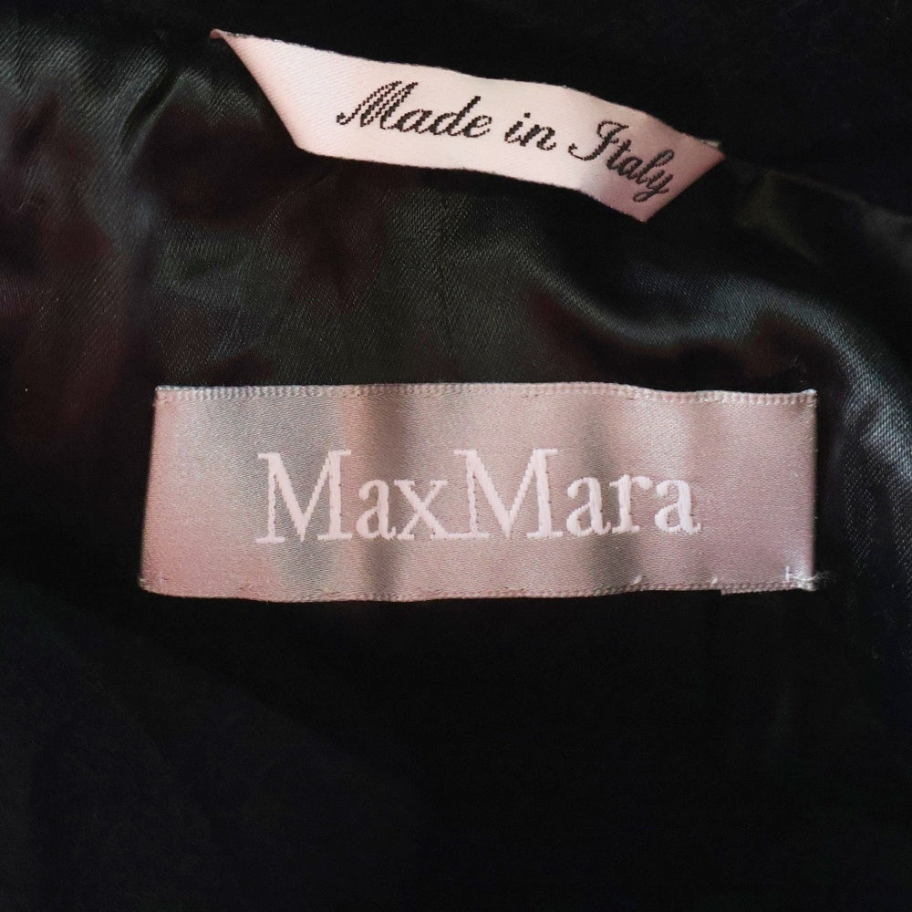 MaxMara(マックスマーラ) 比翼ボタン ウール ステンカラー ロング コート ブラック レディース