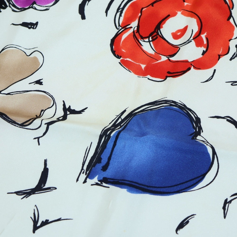 CHANEL(シャネル) カメリア総柄 シルク スカーフ ブラック