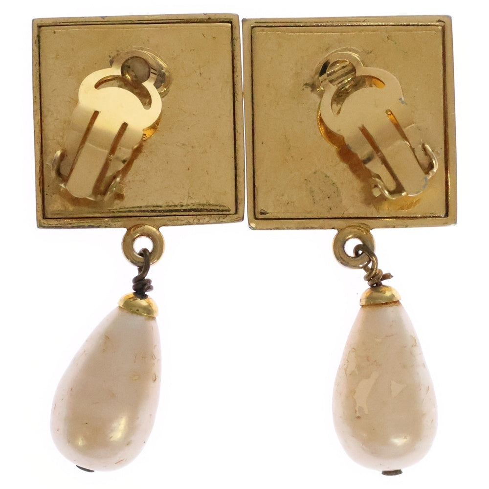 CHANEL(シャネル) ココマーク スクエアブロックフェイクパール付イヤリング ゴールド レディース