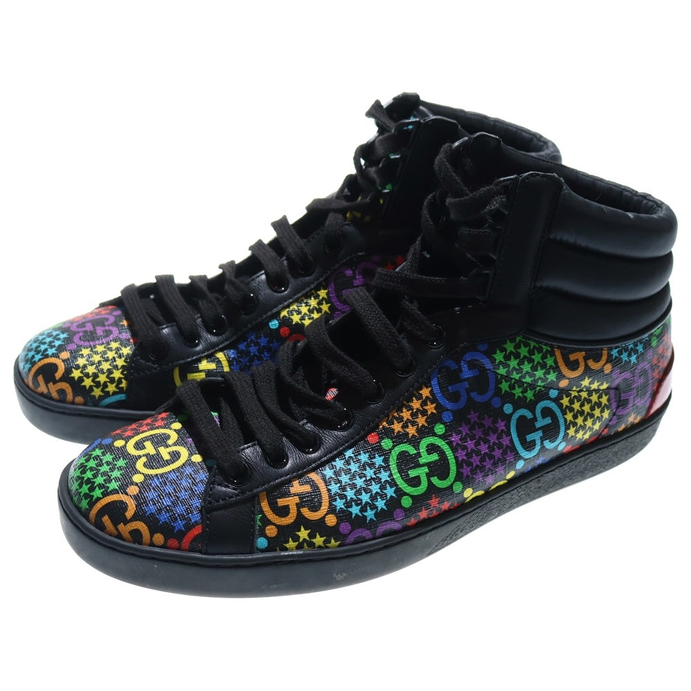 GUCCI(グッチ) GGサイケデリックレザーハイカットスニーカー ブラック
