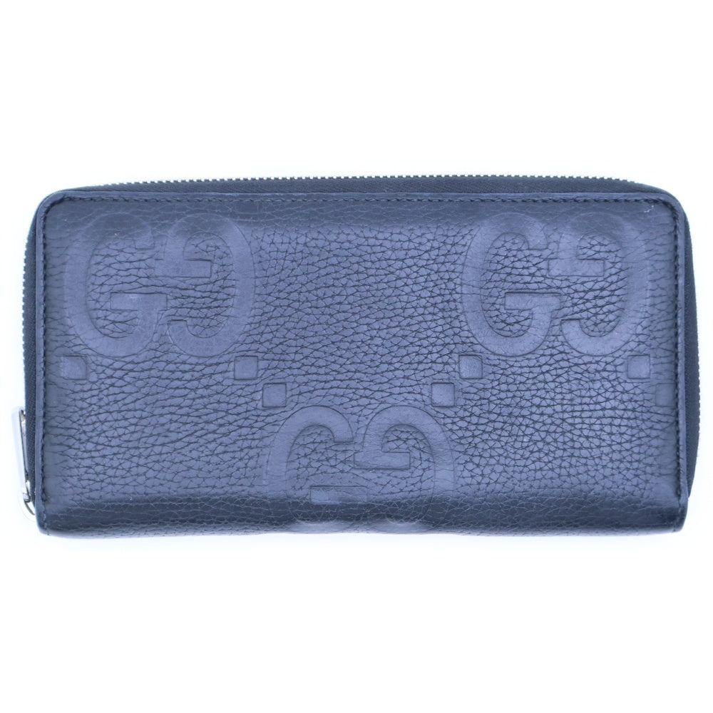 GUCCI(グッチ) ジャンボGG ラウンドファスナーレザーロングウォレット 長財布 ブラック 739484