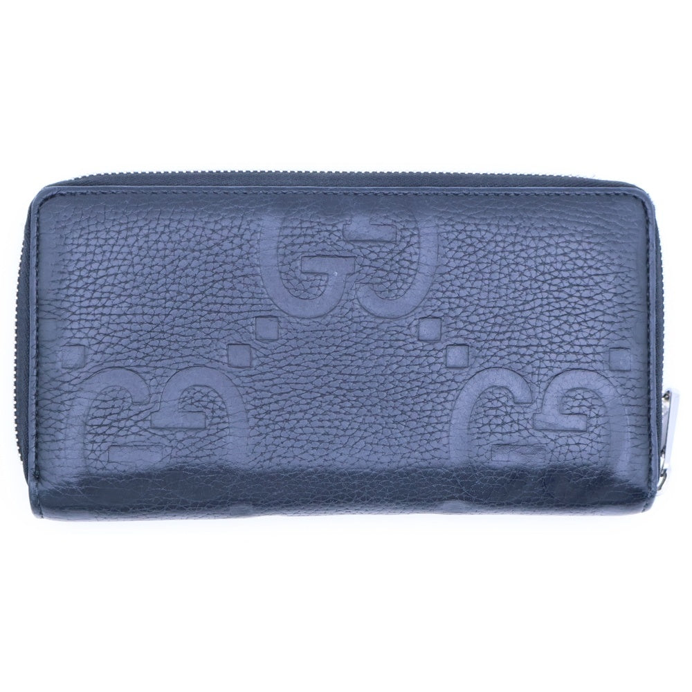 GUCCI(グッチ) ジャンボGG ラウンドファスナーレザーロングウォレット 長財布 ブラック 739484