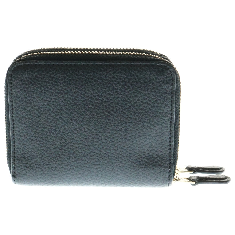 COACH(コーチ) コンパクト財布 ラウンドジップ コンパクトウォレット ミニ財布 ブラック ゴールド金具 レザー 76935