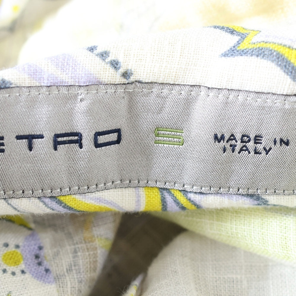 ETRO(エトロ) ペイズリー総柄 リネン ロングスリーブ 長袖 シャツ ホワイト/イエロー