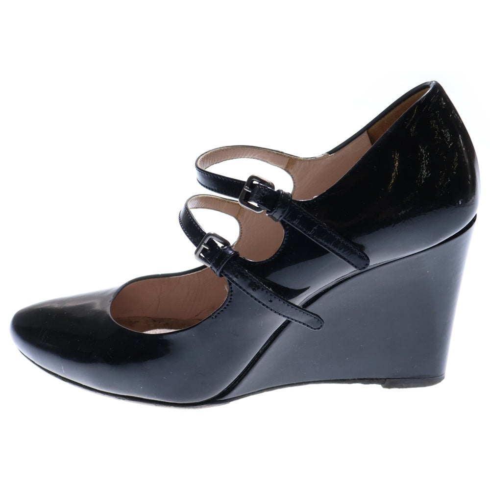 miumiu(ミュウミュウ) ベルト付パテントレザーヒールパンプス サンダル ブラック