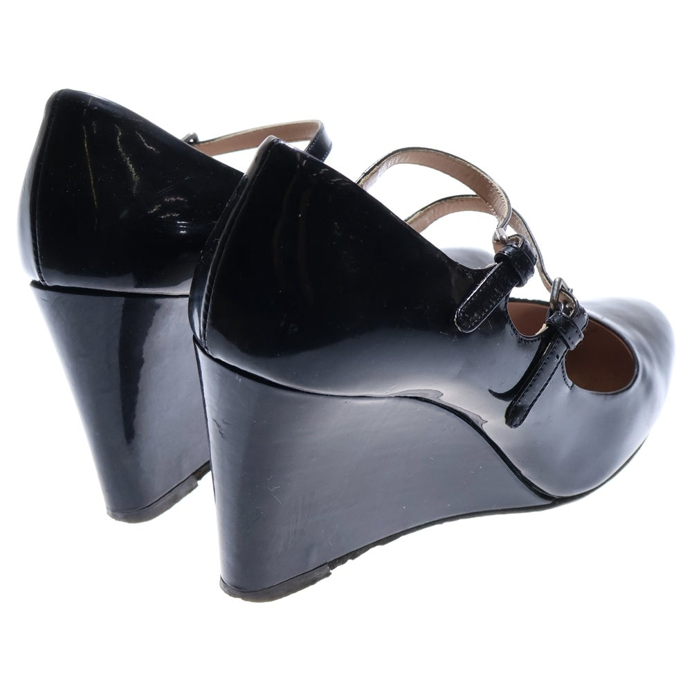 miumiu(ミュウミュウ) ベルト付パテントレザーヒールパンプス サンダル ブラック