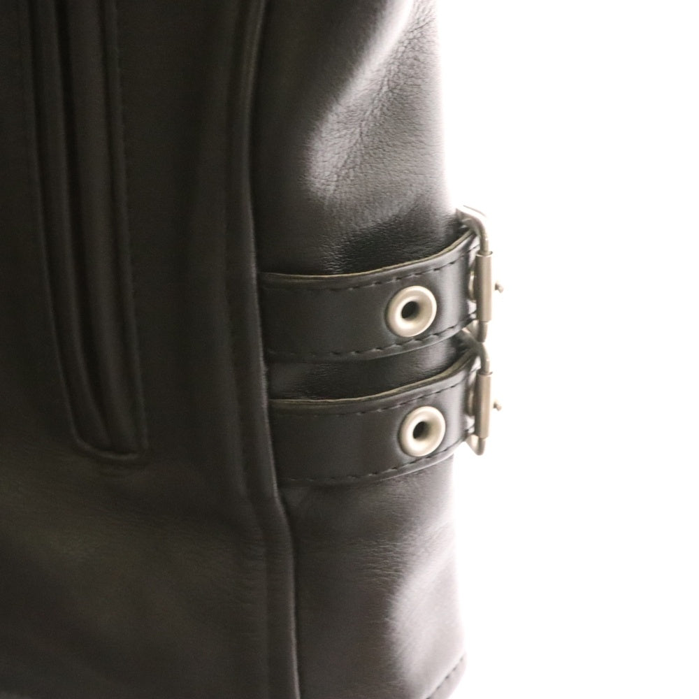 KADOYA(カドヤ) THE HEAD FACTORY キルティング カウレザー ジップアップ ダブル ライダース バイカー ジャケット ブラック