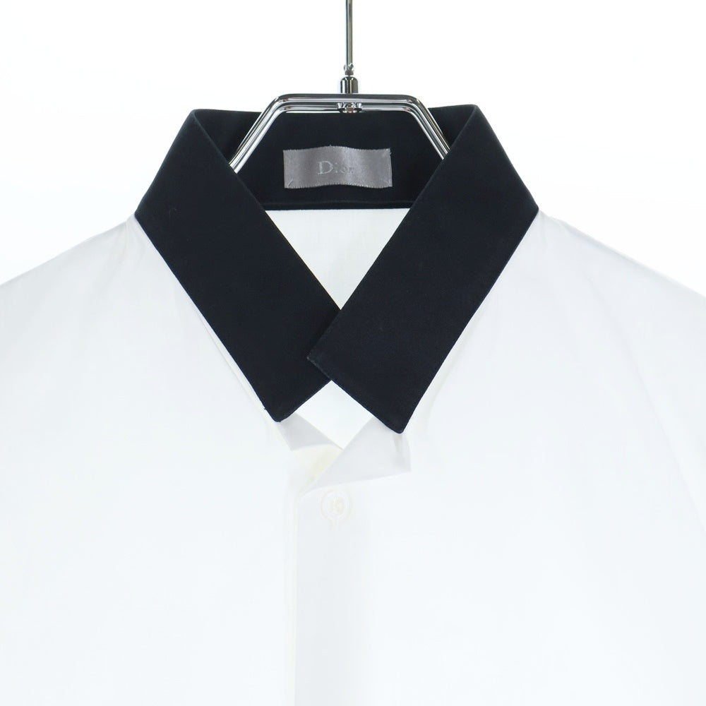 Dior HOMME(ディオールオム) スタンドカラー長袖ドレスシャツ ブラック×ホワイト 7H3150990100