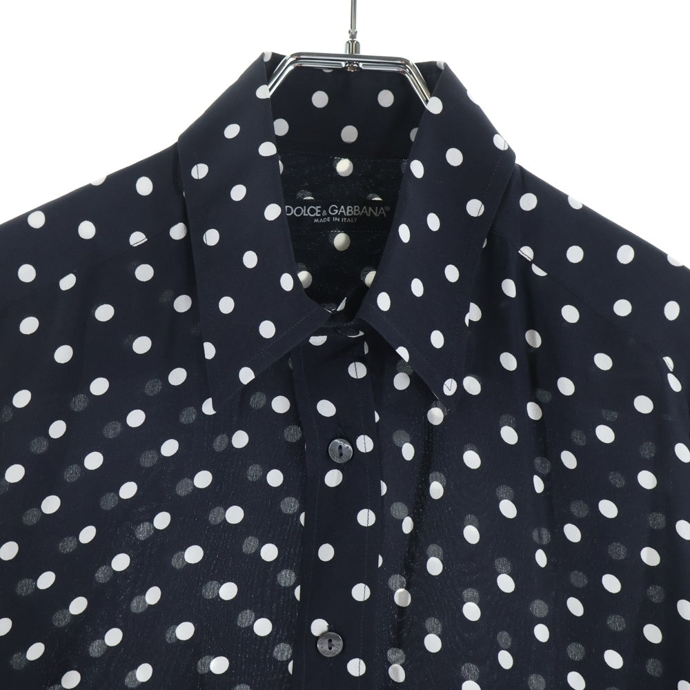 DOLCE & GABBANA 長袖シャツ ブラック/ホワイト　ハチ柄　シルク DOLCE & GABBANA 長袖シャツ ブラック/ホワイト ハチ柄 シルク