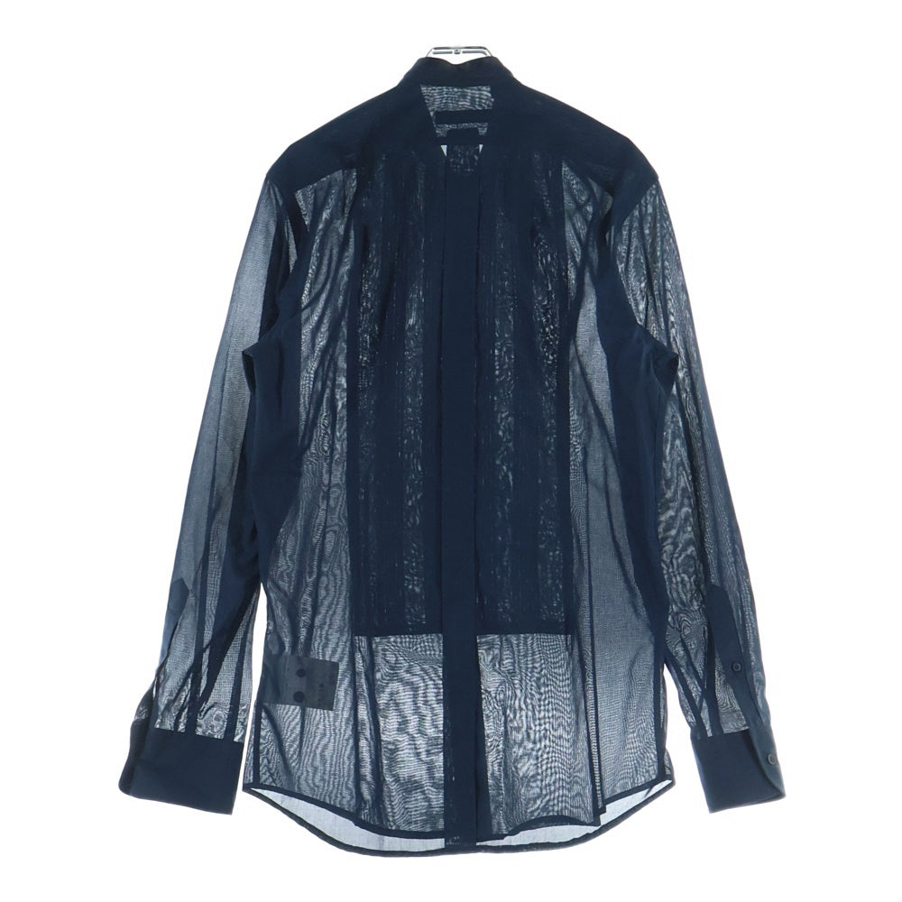 DOLCE & GABBANA(ドルチェアンドガッバーナ) スタンドカラー長袖シルクシャツ ネイビー G5281T