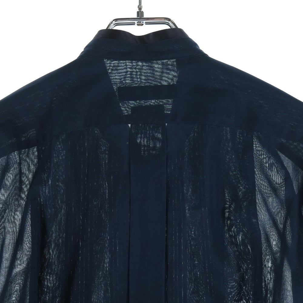 DOLCE & GABBANA(ドルチェアンドガッバーナ) スタンドカラー長袖シルクシャツ ネイビー G5281T