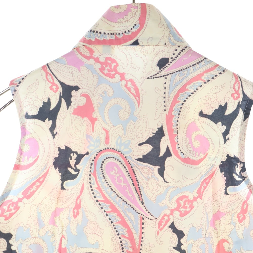 ETRO(エトロ) ペイズリー総柄プリント レギュラーカラー ノースリーブ シャツ ベージュ/ピンク 32-18152-4109