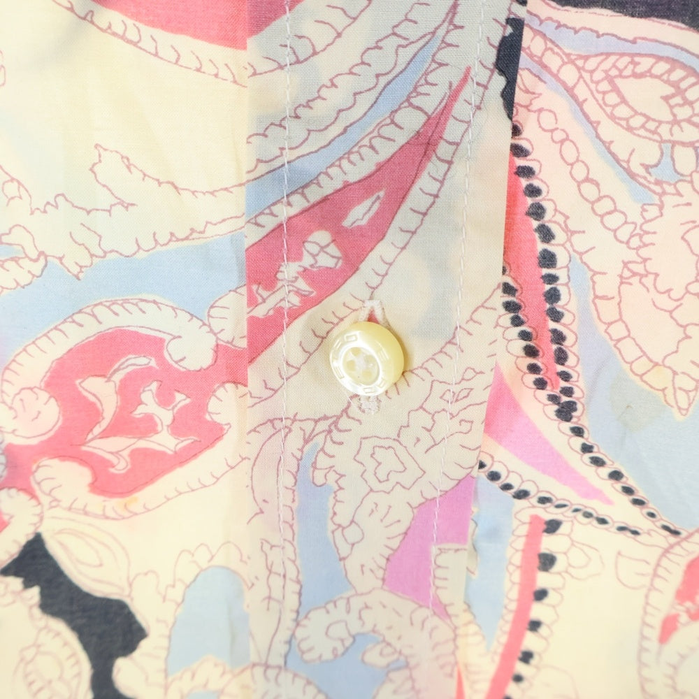 ETRO(エトロ) ペイズリー総柄プリント レギュラーカラー ノースリーブ シャツ ベージュ/ピンク 32-18152-4109