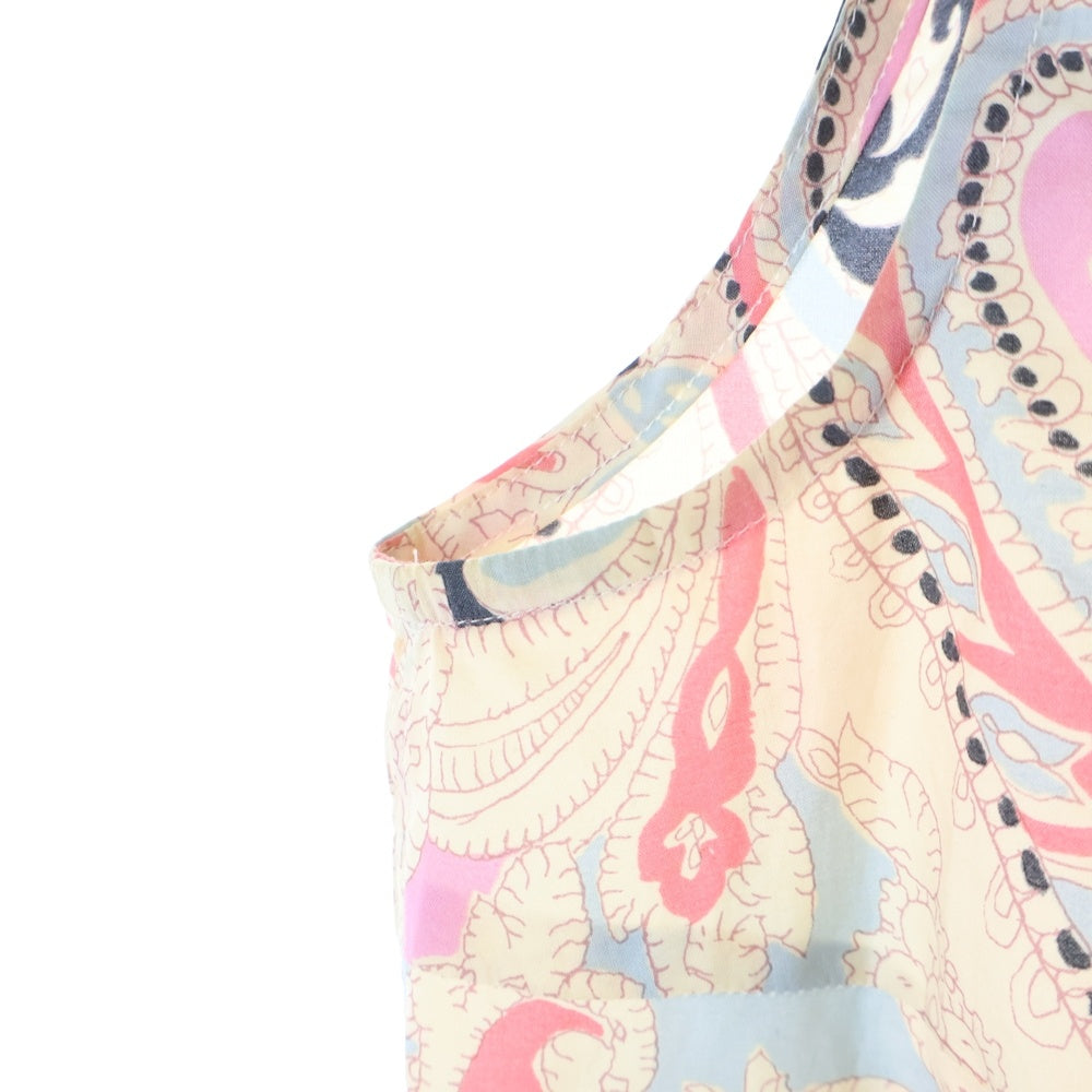 ETRO(エトロ) ペイズリー総柄プリント レギュラーカラー ノースリーブ シャツ ベージュ/ピンク 32-18152-4109