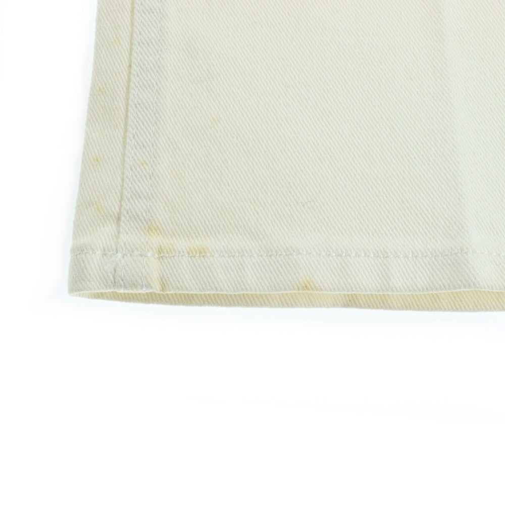 GUCCI(グッチ) アンカーチャーム ロゴ刺繍 レザーロゴパッチ ストレートデニムパンツ ジーンズ ホワイト 172316