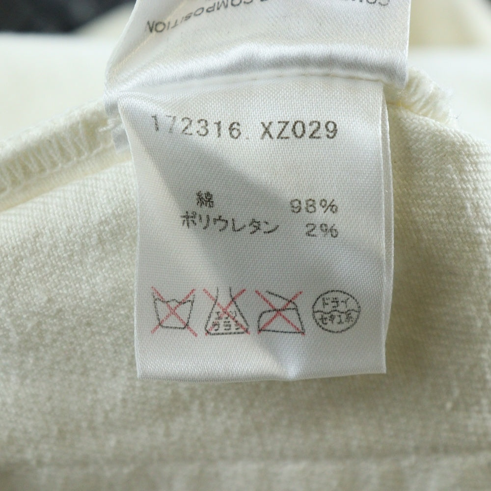 GUCCI(グッチ) アンカーチャーム ロゴ刺繍 レザーロゴパッチ ストレートデニムパンツ ジーンズ ホワイト 172316