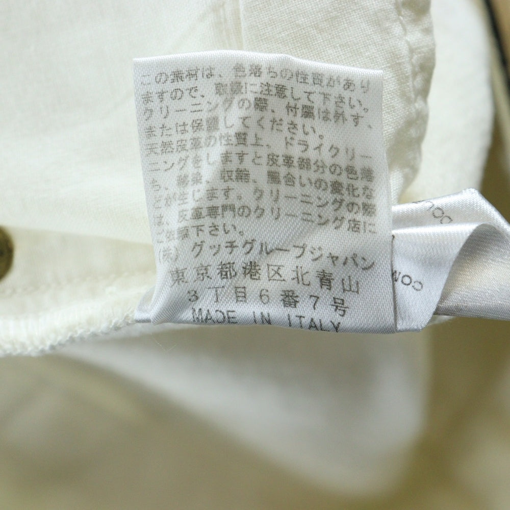 GUCCI(グッチ) アンカーチャーム ロゴ刺繍 レザーロゴパッチ ストレートデニムパンツ ジーンズ ホワイト 172316