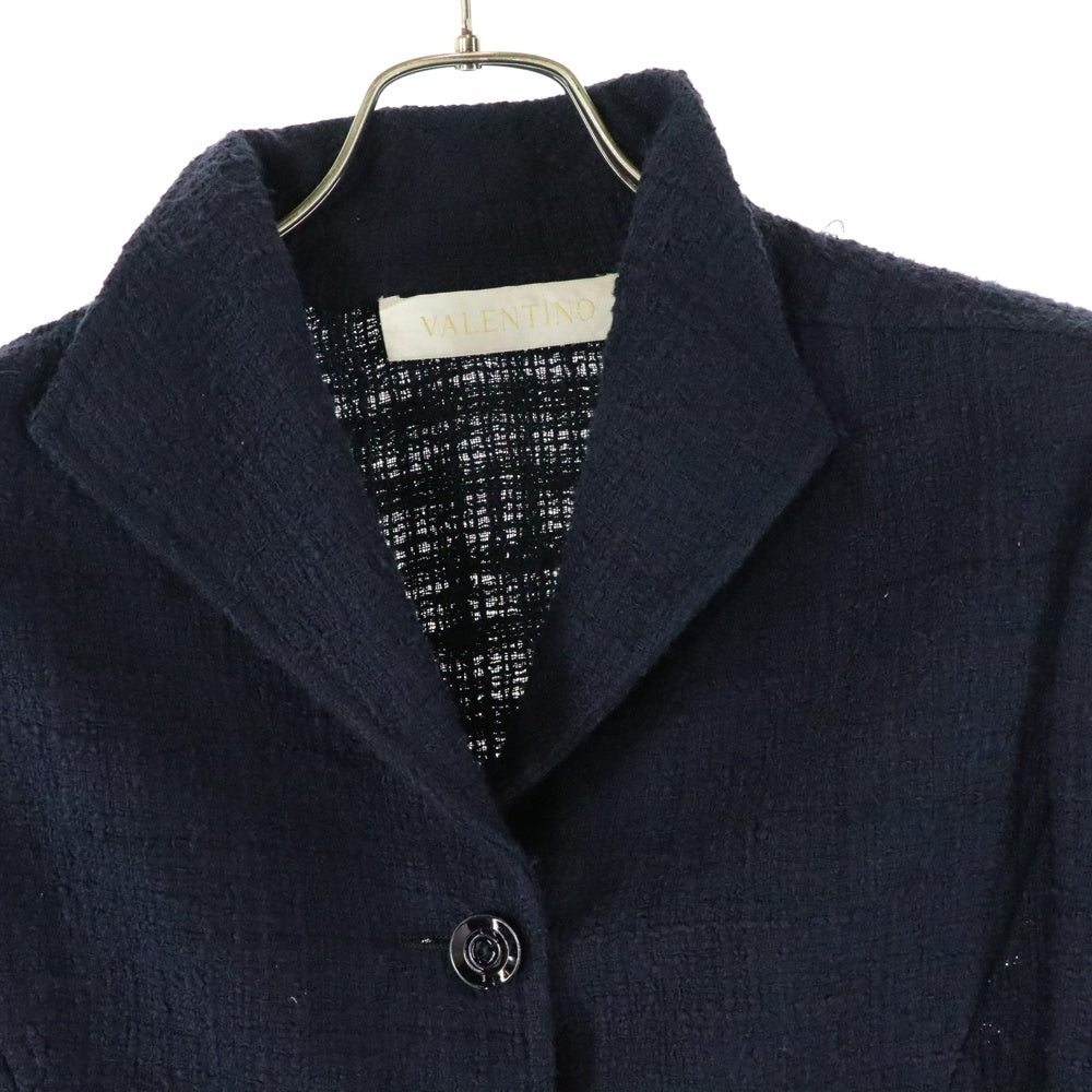 VALENTINO(ヴァレンティノ) コットンツイード 3B テーラードジャケット ネイビー レディース