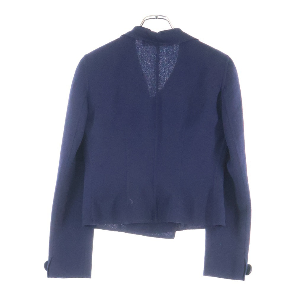 VALENTINO(ヴァレンティノ) セットアップスーツ シルク フリルカラー ダブルブレスト テーラードジャケット タイト ミディアムスカート ネイビー レディース