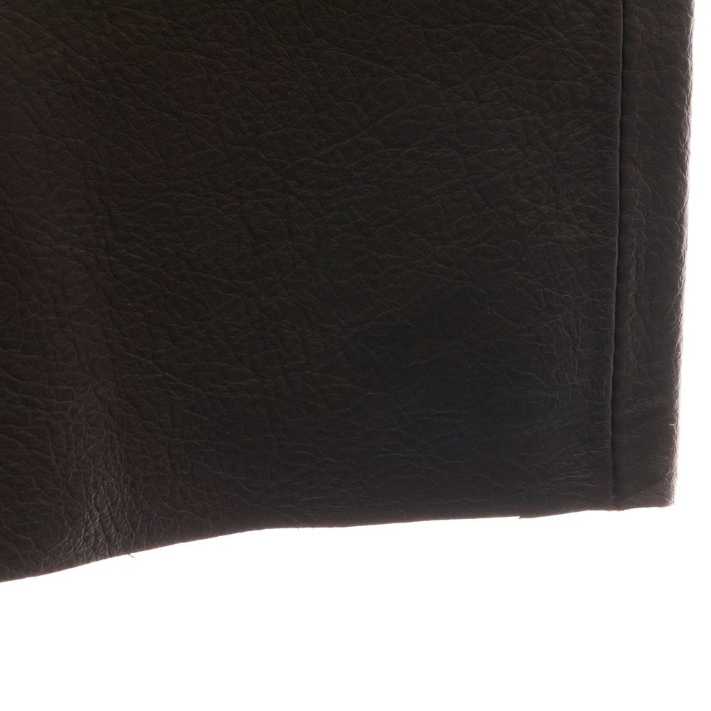 GUCCI(グッチ) インターロッキングG ベルト付き サイドジップ カウレザー ストレート パンツ ゴールド金具 ブラウン 119758