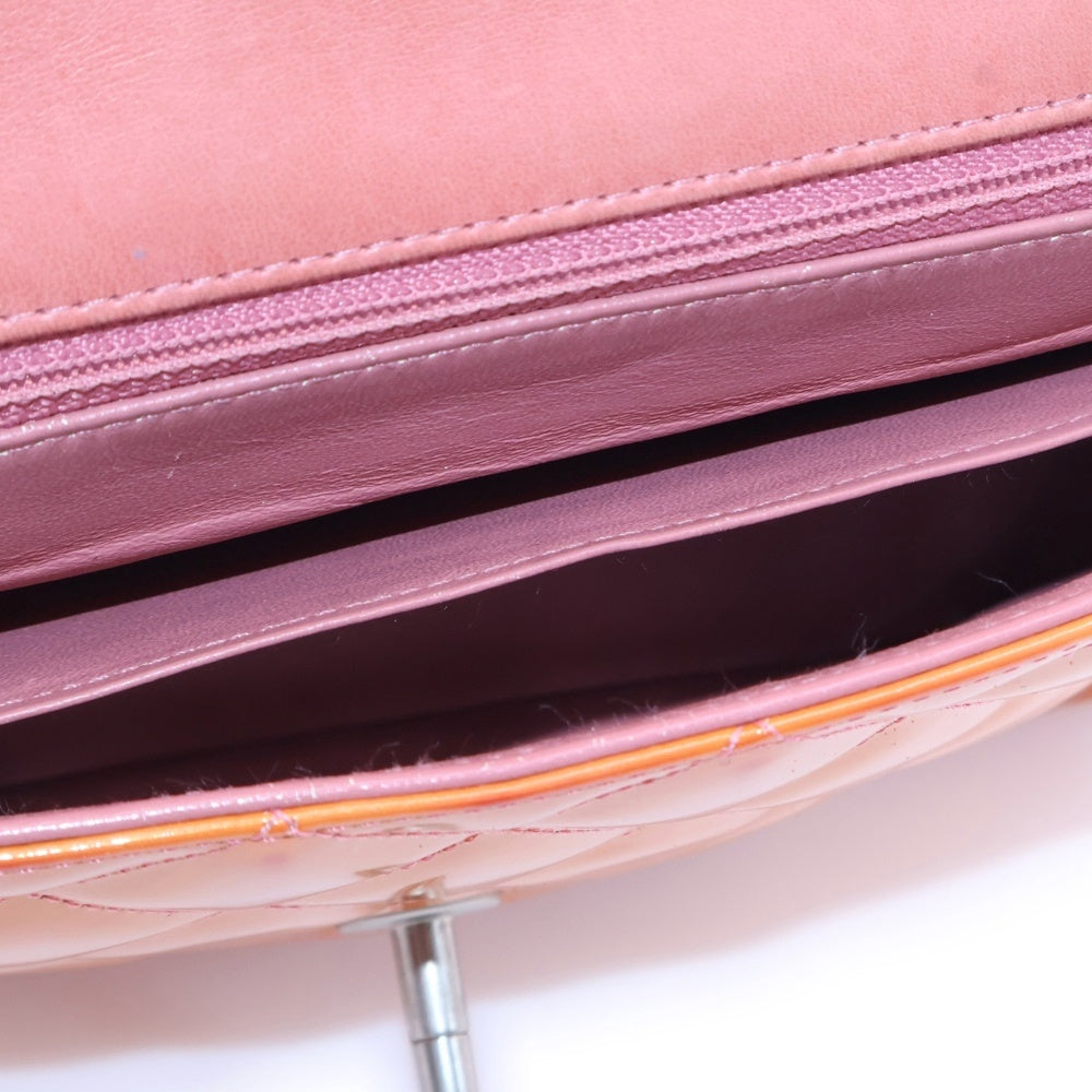 CHANEL(シャネル) マトラッセ25 ココマーク Sフラップ パテントレザーチェーンショルダーバッグ オレンジ レディース