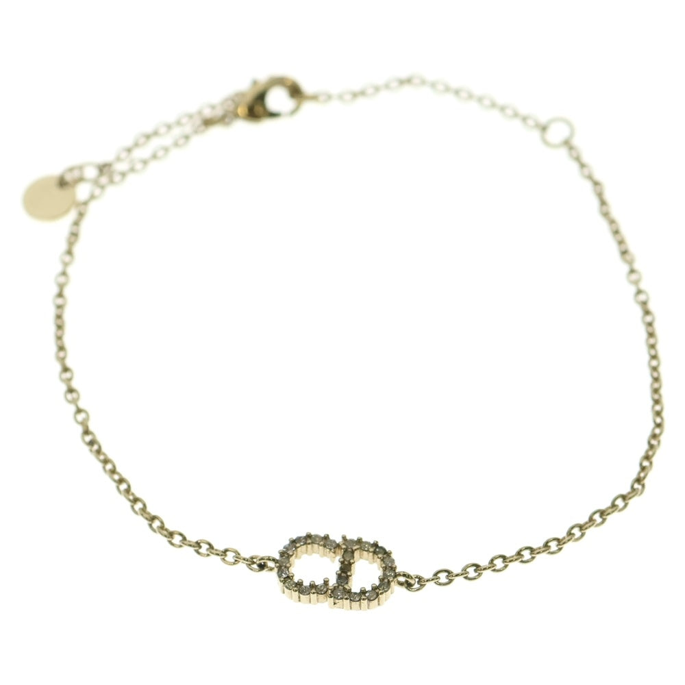 Christian Dior(クリスチャンディオール) CDロゴ ラインストーン チェーン ブレスレット ゴールド