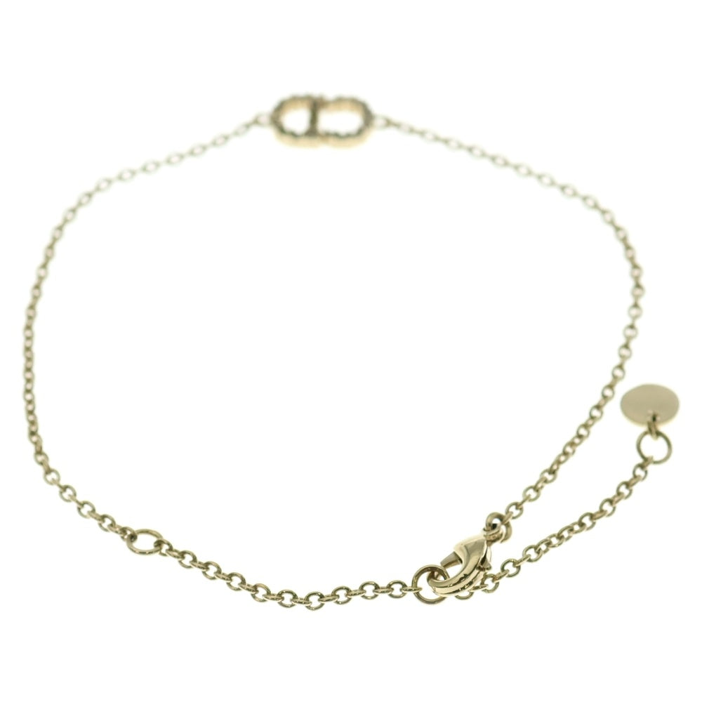 Christian Dior(クリスチャンディオール) CDロゴ ラインストーン チェーン ブレスレット ゴールド