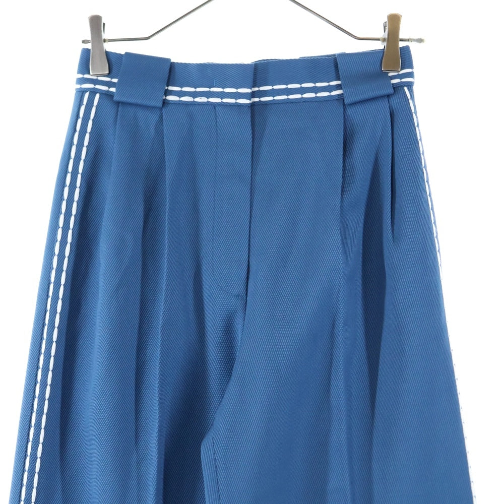 FENDI(フェンディ) ステッチデザイン ウール 2タック ワイドストレート スラックスパンツ トラウザーズ ブルー FR6240 A8D5