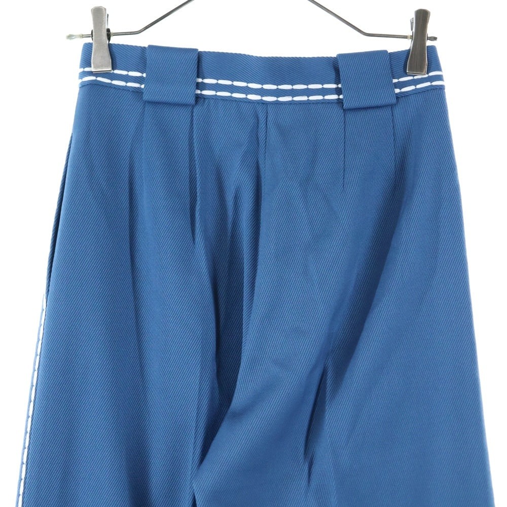 FENDI(フェンディ) ステッチデザイン ウール 2タック ワイドストレート スラックスパンツ トラウザーズ ブルー FR6240 A8D5