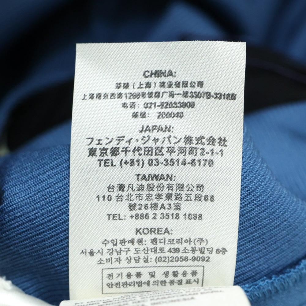 FENDI(フェンディ) ステッチデザイン ウール 2タック ワイドストレート スラックスパンツ トラウザーズ ブルー FR6240 A8D5