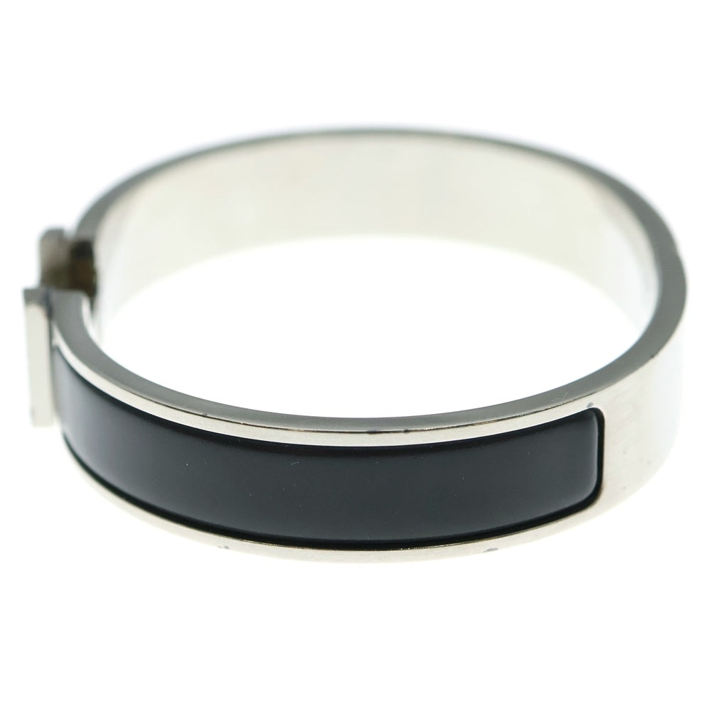 HERMES(エルメス) クリックHH アッシュ Hロゴプレート ノワールマット ブレスレット バングル ブラック/シルバー