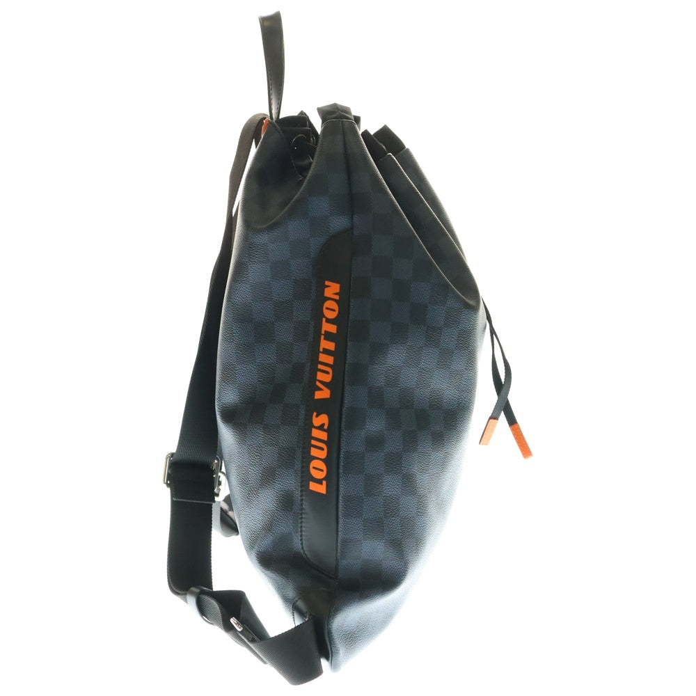 LOUIS VUITTON(ルイヴィトン) ダミエ コバルト リュックサック バックパック 巾着バッグ ブラック×ネイビー×オレンジ PVC×ナイロン N40170 シルバー金具