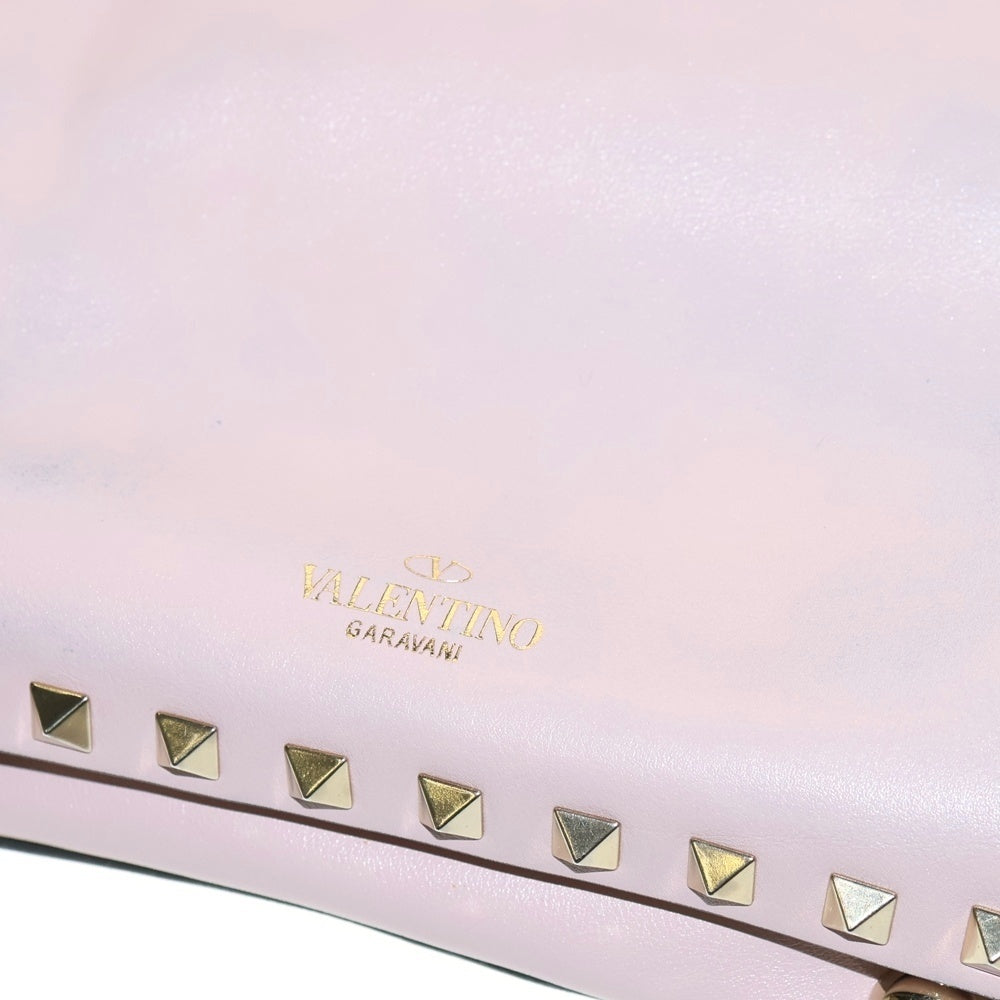 valentino garavan(ヴァレンティノガラヴァーニ) ハンドバッグ ロックスタッズ 2WAYバッグ ショルダーバッグ ハンドバッグ ゴールド金具 ライトピンク レザー