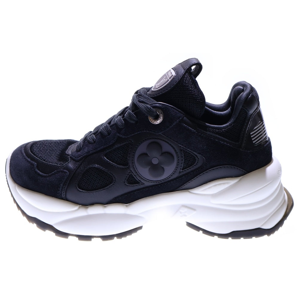 LOUIS VUITTON(ルイヴィトン) Ran 55 ラン モノグラムフラワー スエードレザー メッシュ レースアップ 厚底 ローカットシューズ スニーカー ブラック レディース 1ACGOM