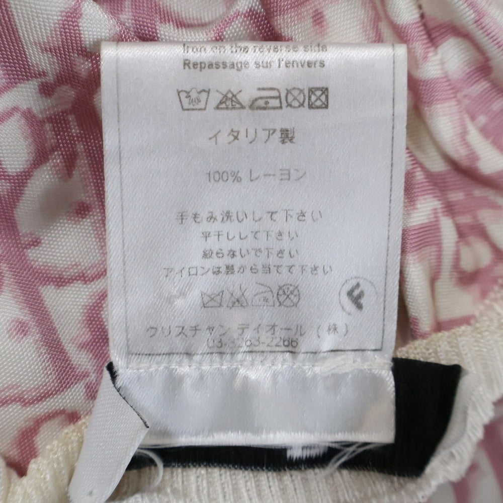 Christian Dior(クリスチャンディオール) トロッター 総柄プリント ジップアップ レーヨンニット カーディガン ピンク レディース 4P13077000