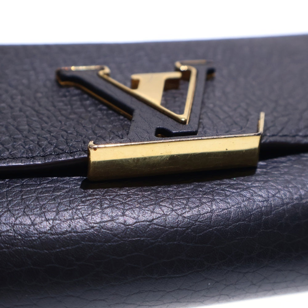 LOUIS VUITTON(ルイヴィトン) ポルトフォイユ・カプシーヌ 長財布 ロングウォレット カードケース ブラック ゴールド金具 レザー M61248