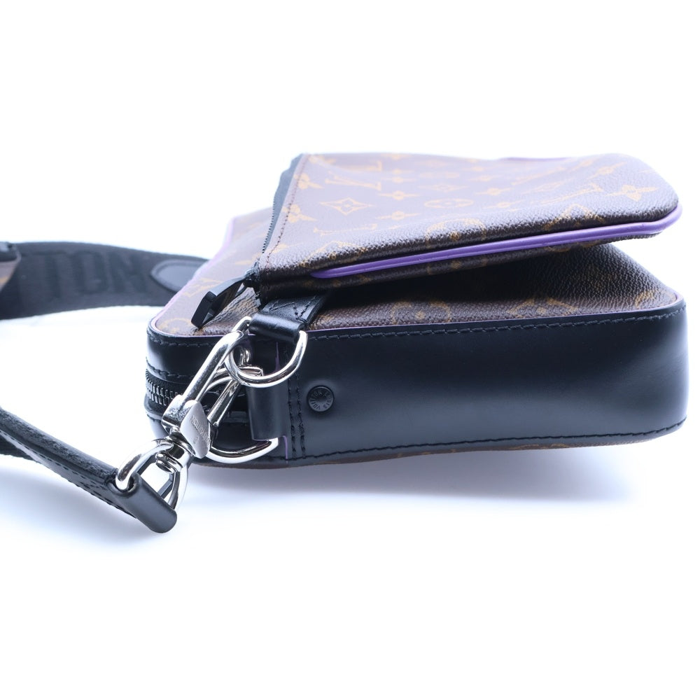 LOUIS VUITTON(ルイヴィトン) モノグラム マカサー トリオメッセンジャー ショルダーバッグ パープル×ブラウン PVC×レザー RFID M46266