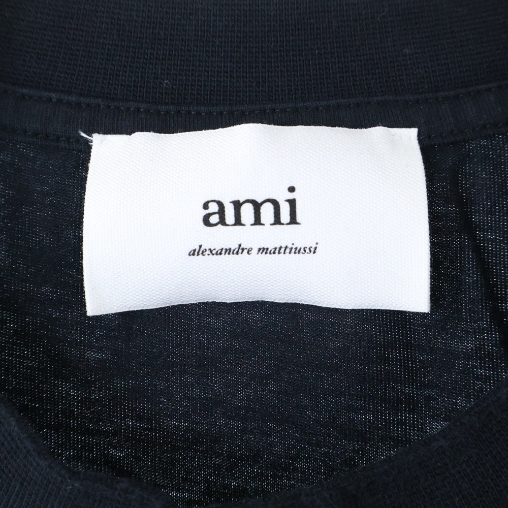 ami paris(アミパリス) Ami de Coeur アミ ドゥ クール ハートロゴ 刺繍 クルーネック 半袖Tシャツ カットソー ブラック UTS003.724